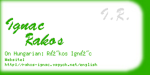 ignac rakos business card
